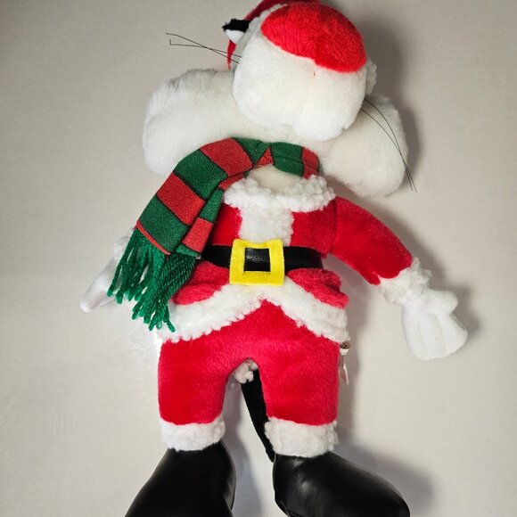 Vintage 1998 Looney Tunes Sylvester Cat Santa Plush 15 Inch Holiday Plush - Picture 6 of 9